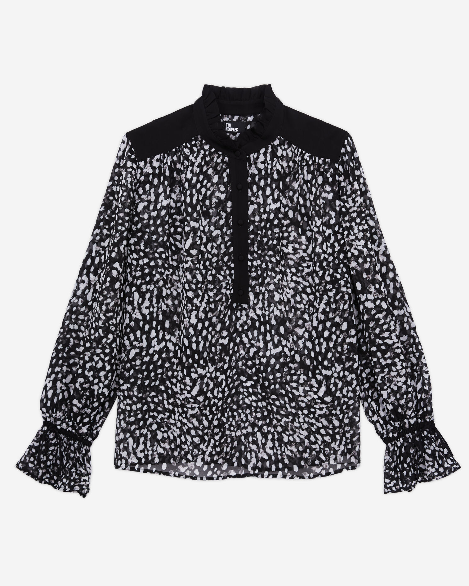 Printed top with contrasting details, BLACK WHITE, hi-res image number null