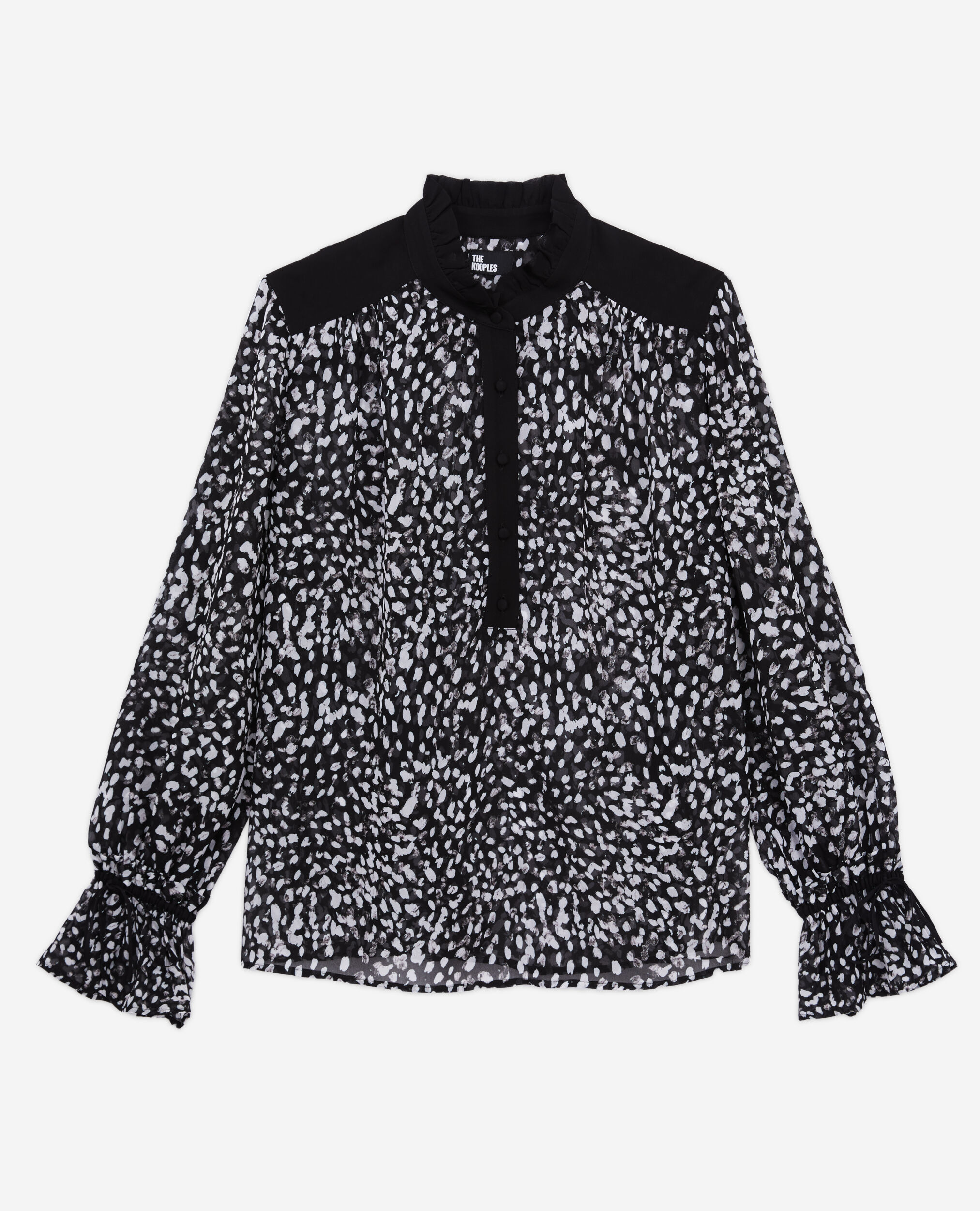 Printed top with contrasting details, BLACK WHITE, hi-res image number null