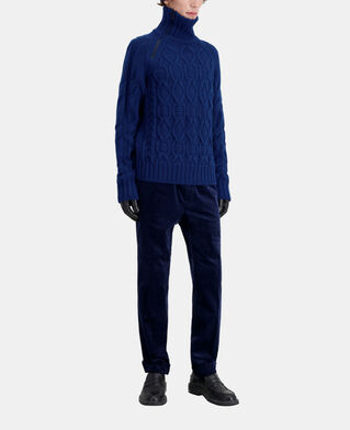 The Kooples MEN ROYAL BLUE - DARK NAVY blue cable wool sweater with zipper