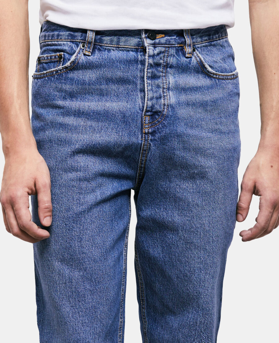 blue straight-cut jeans