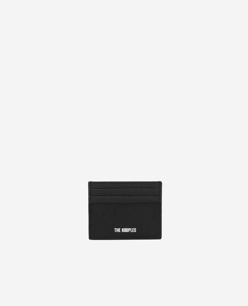 The Kooples HOMME BLACK porte-cartes en canvas et cuir grainé noir