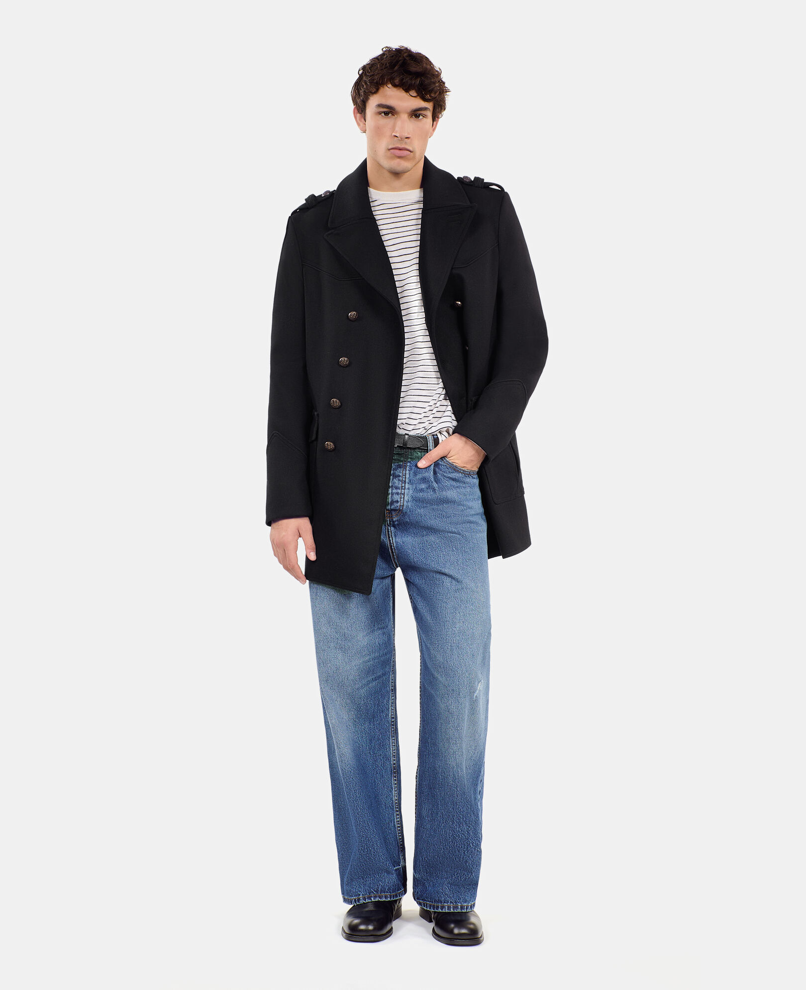 The Kooples HOMME BLACK caban style officier noir