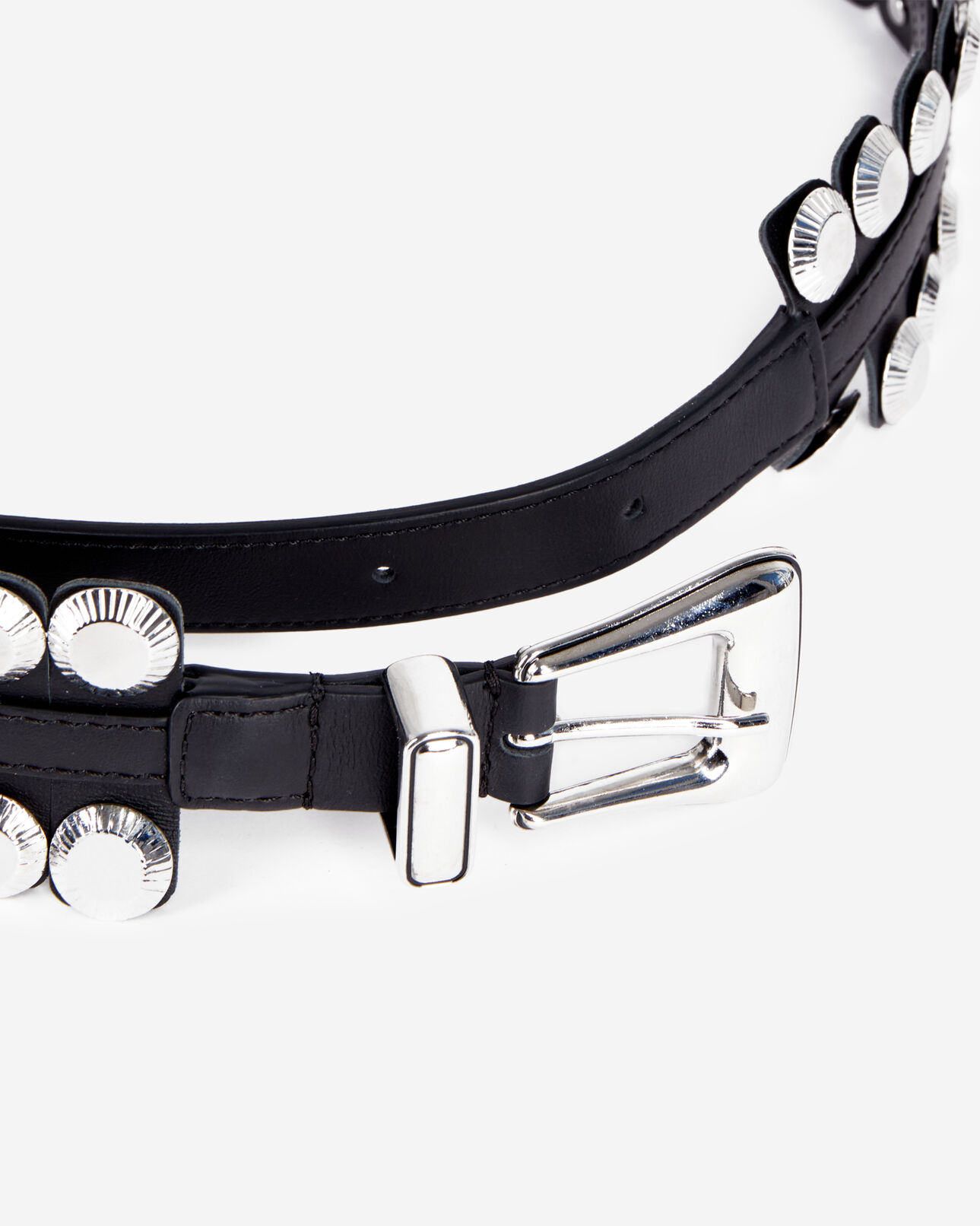 The Kooples FEMME BLACK ceinture large en cuir noir avec rivets