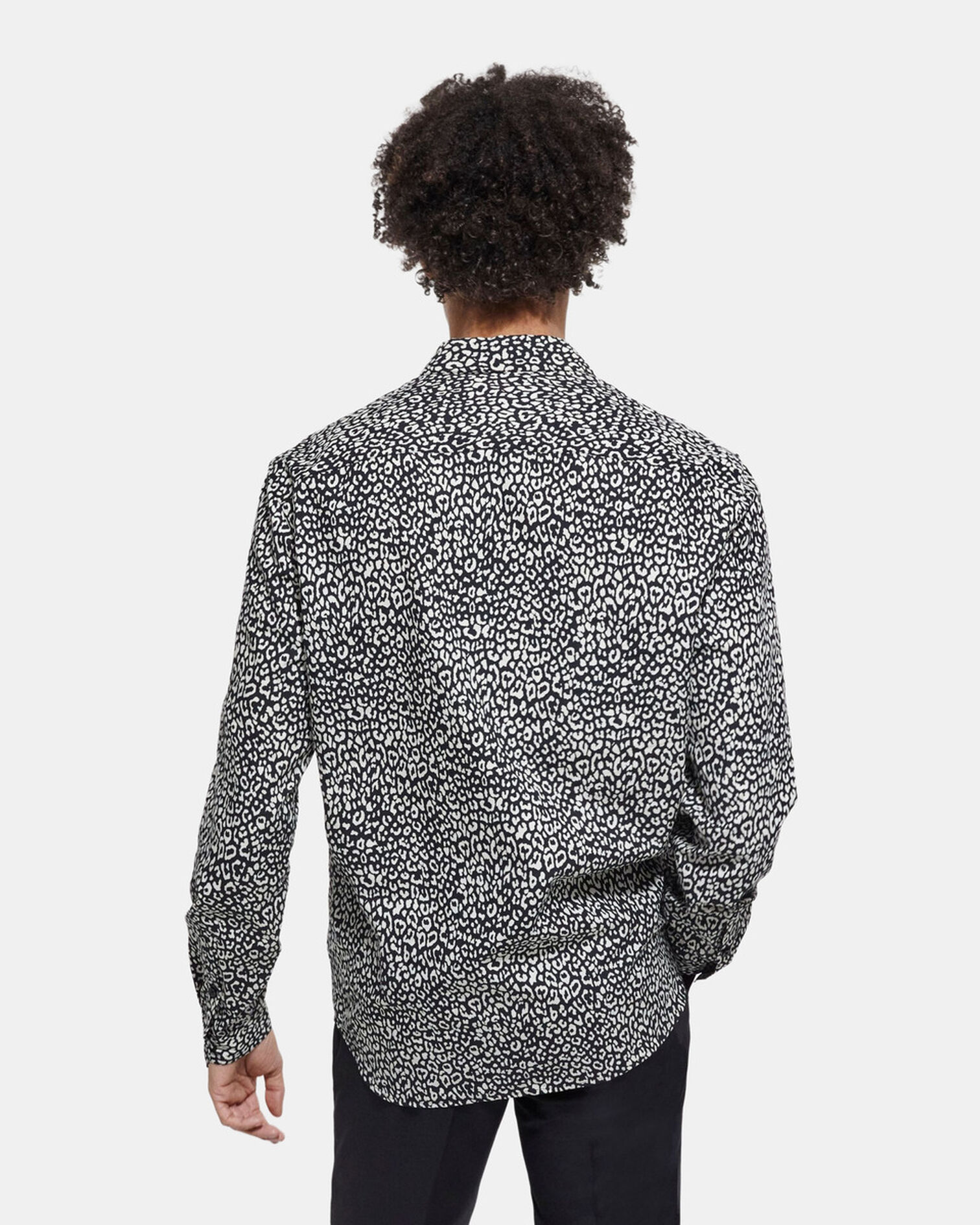 Chemise col classique léopard noire, BLACK WHITE, hi-res image number null