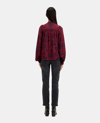 The Kooples F BLACK - BURGUNDY printed top with buttoning