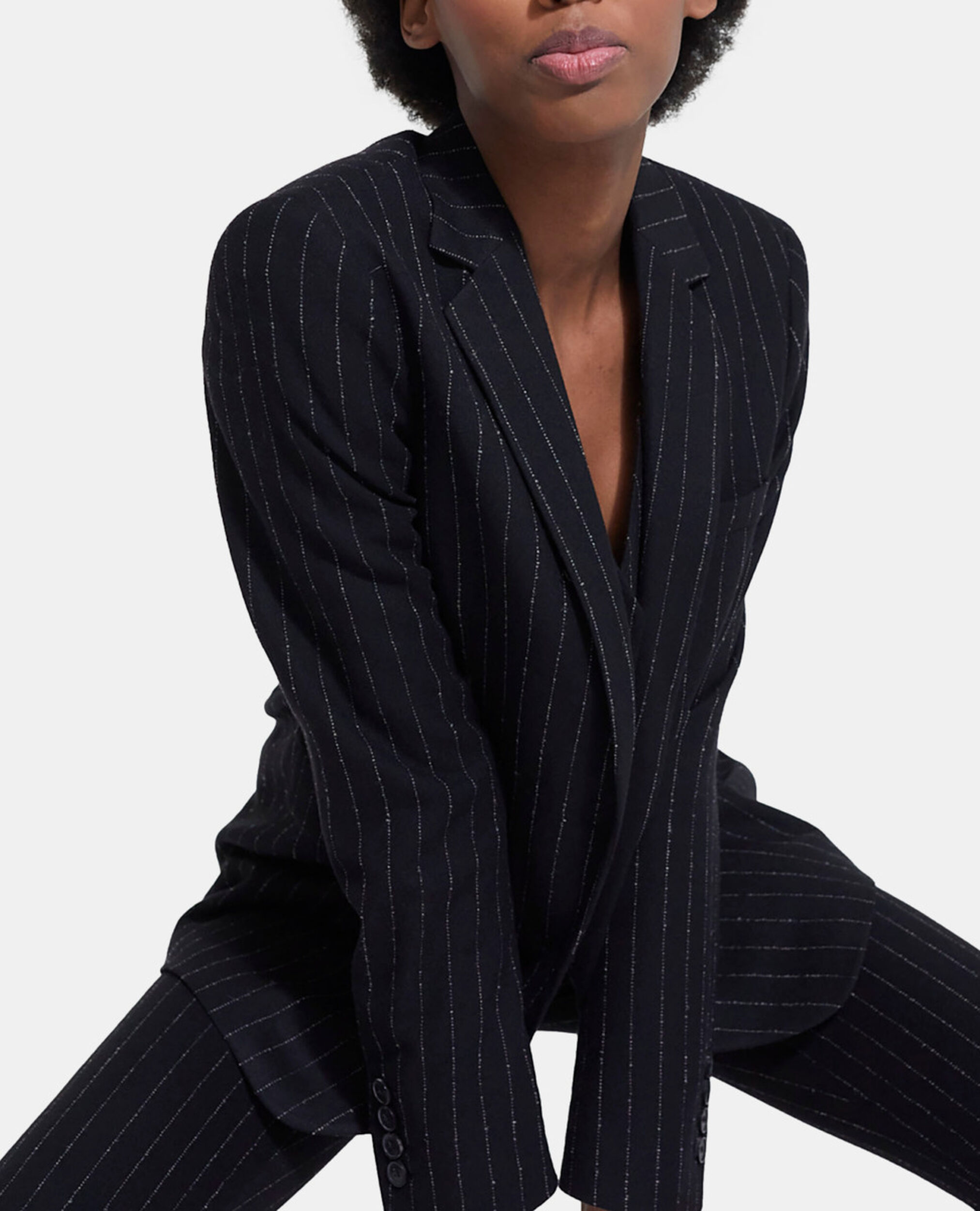 Veste de costume en laine rayée, BLACK WHITE, hi-res image number null