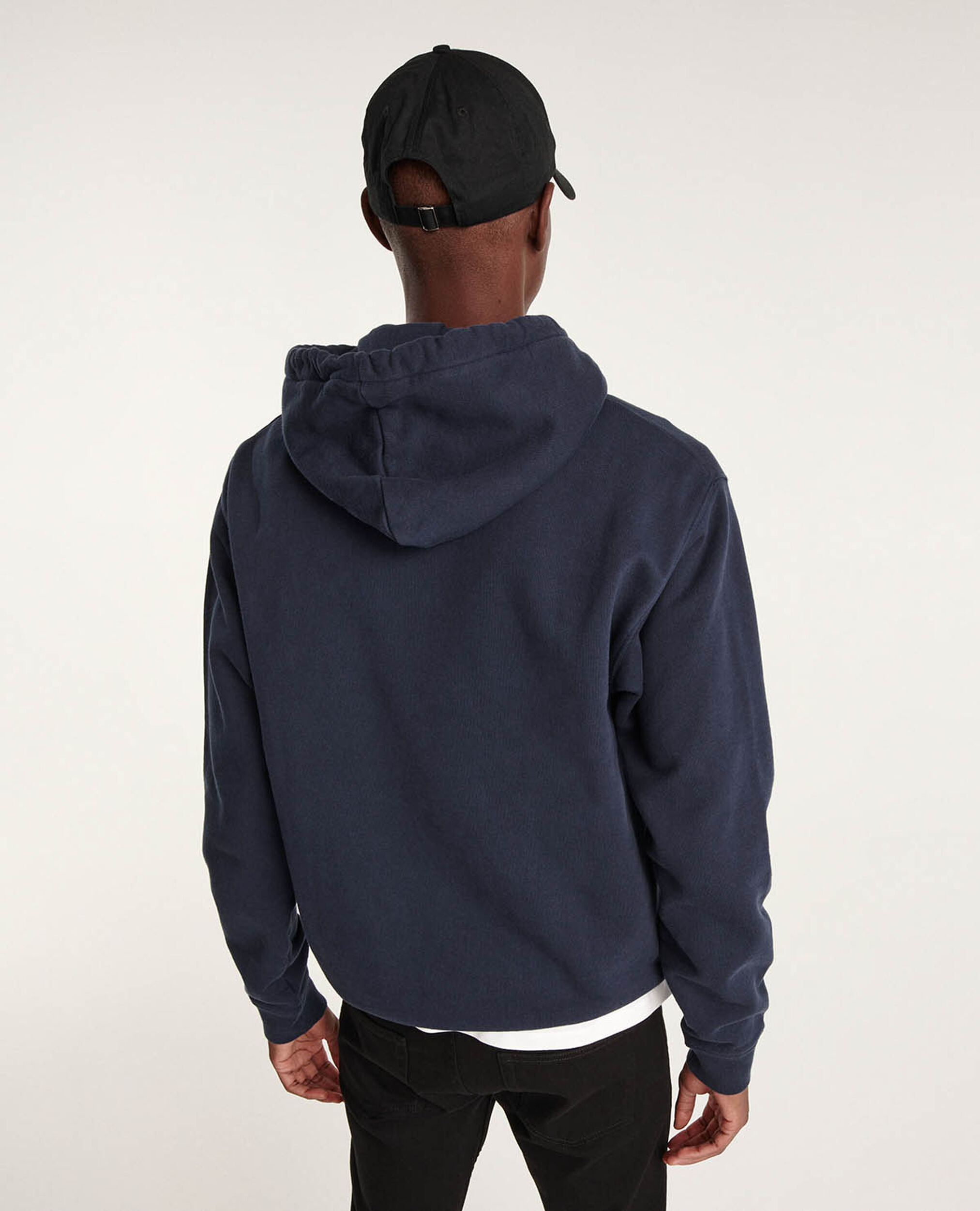 Navy blue printed hoodie, NAVY, hi-res image number null