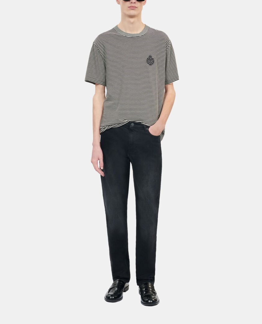 The Kooples HOMME BLACK / WHITE t-shirt blason &agrave; rayures 