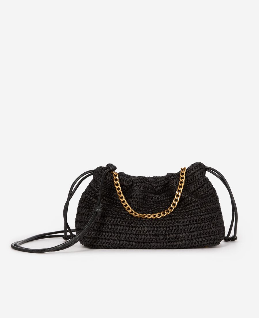 The Kooples WOMEN BLACK taylor bag in black raffia