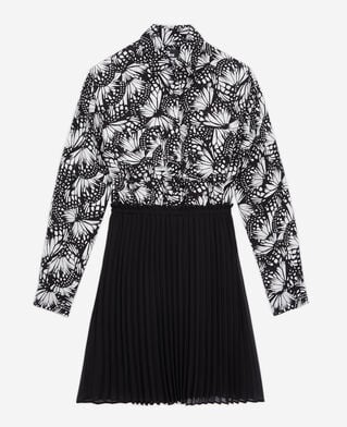 The Kooples DAMEN BLACK WHITE kurzes kleid mit plissierung und print