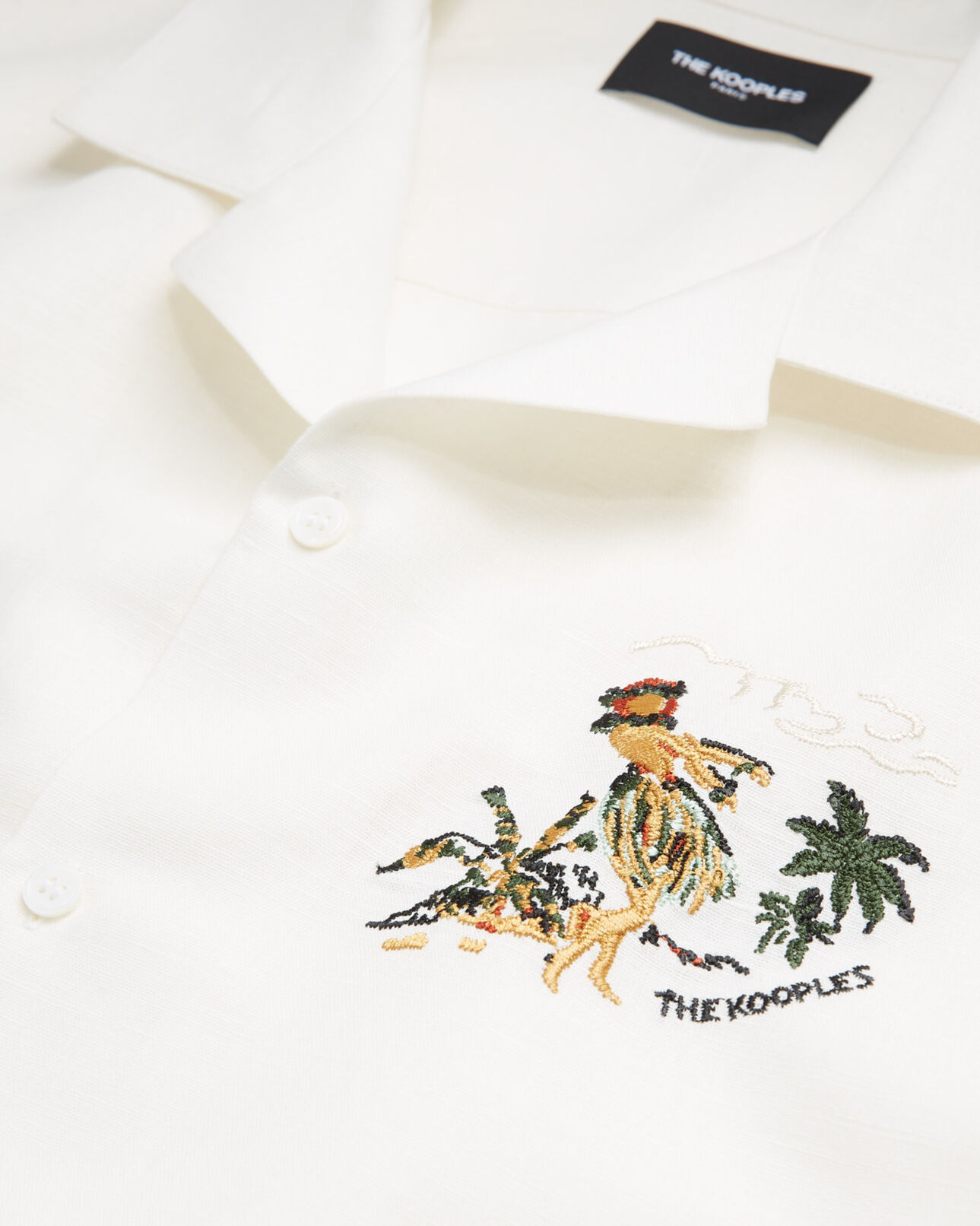 The Kooples HOMME ECRU chemise col hawaien et broderies