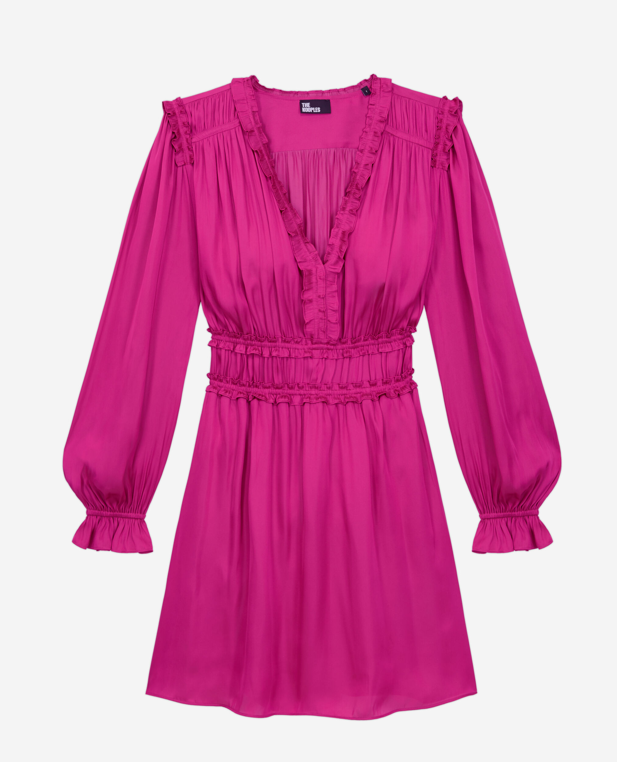 Short pink dress with shirring, PINK, hi-res image number null