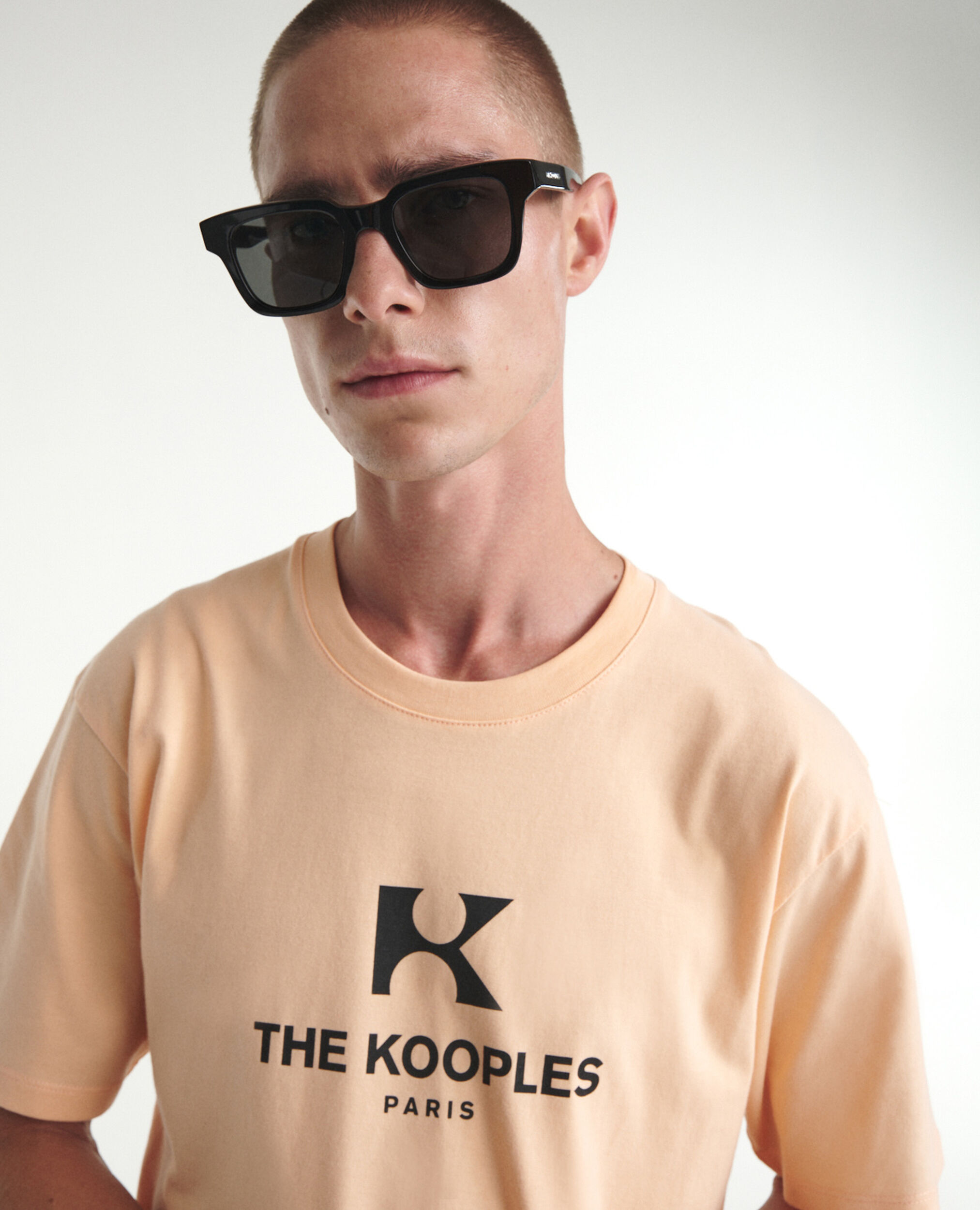 Coral-orange cotton T-shirt with 'K' monogram, PRAIRIE SUNSET, hi-res image number null