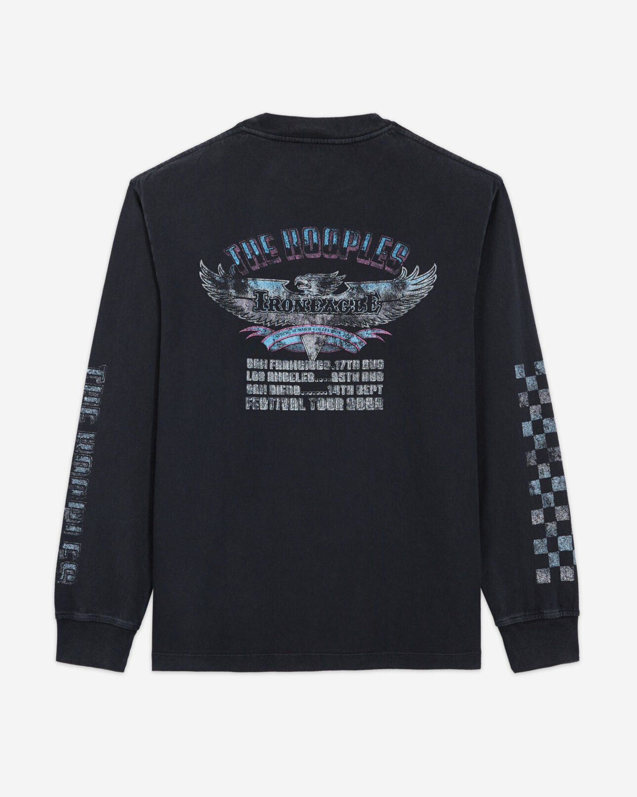 The Kooples HOMME BLACK WASHED t-shirt noir coton imprimé manches longues