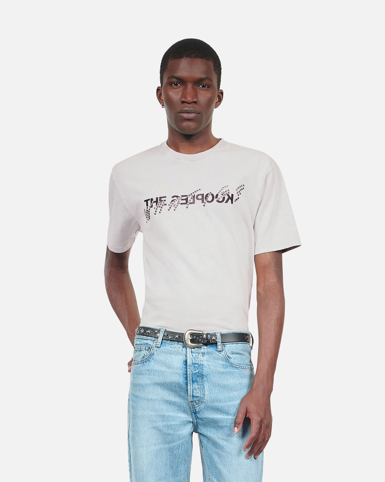 The Kooples MEN STONE GREY grey what is t-shirt with studs