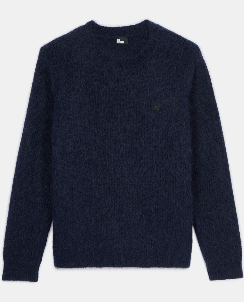 The Kooples MEN NAVY navy blue mohair and wool sweater