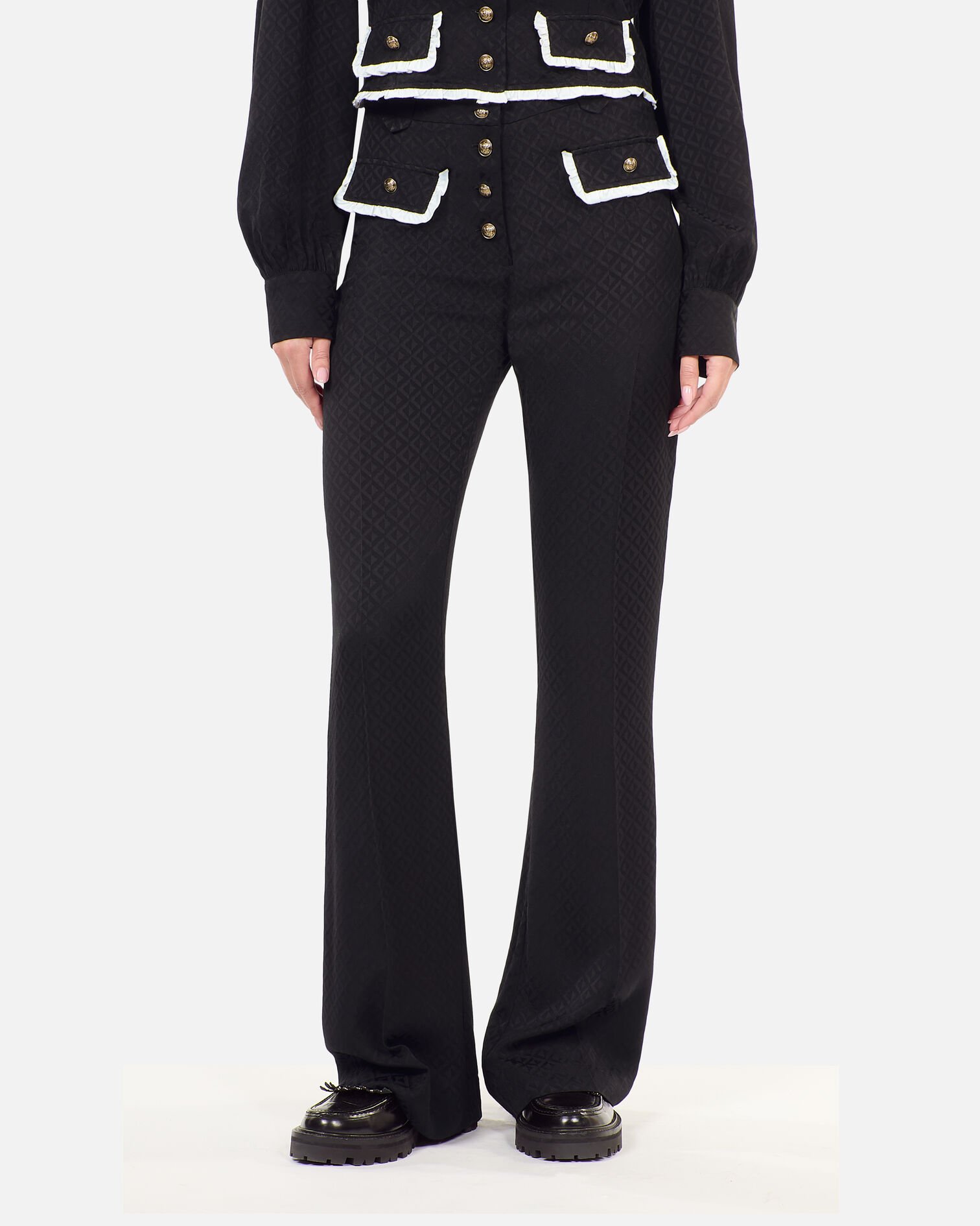 Pantalon flare noir, BLACK, hi-res image number null