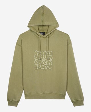 The Kooples HOMME KAKI GREY sweatshirt à capuche avec broderie logo vert