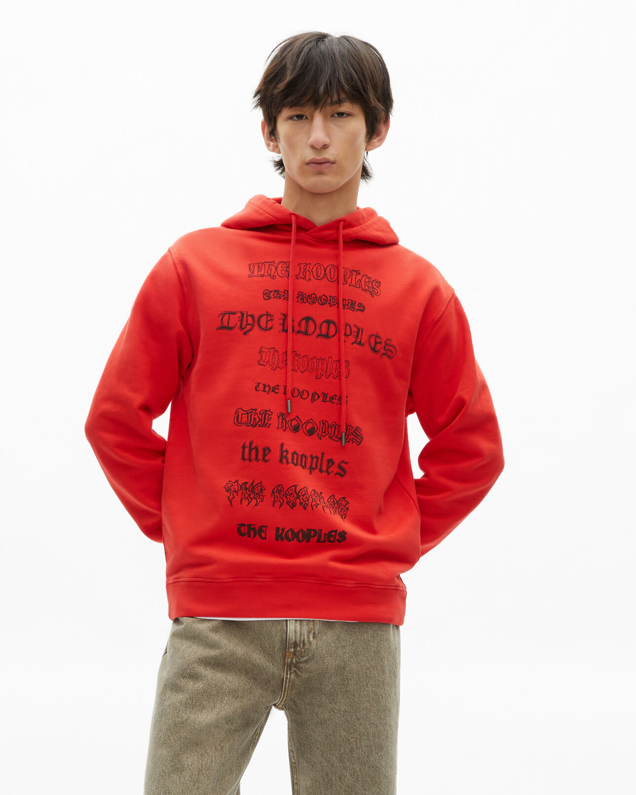 The Kooples H RED hooded sweatshirt with red screen print