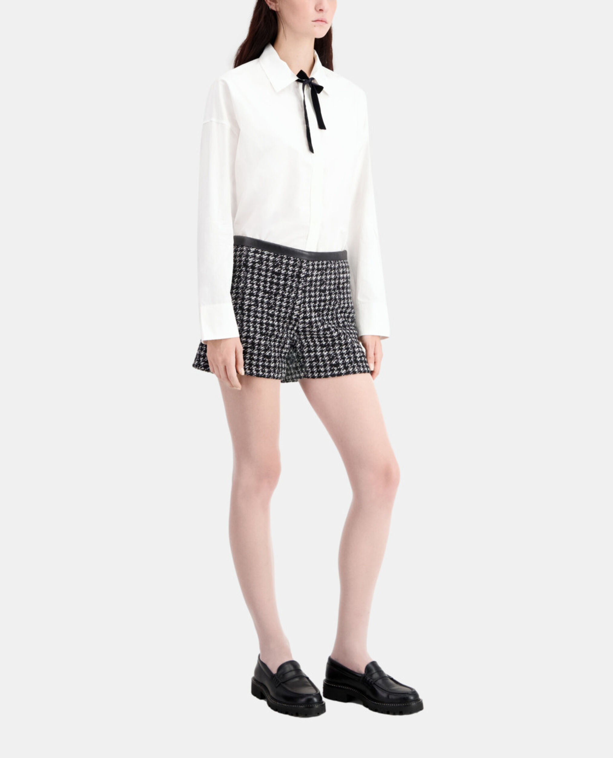 Short noir en tweed, BLACK WHITE, hi-res image number null