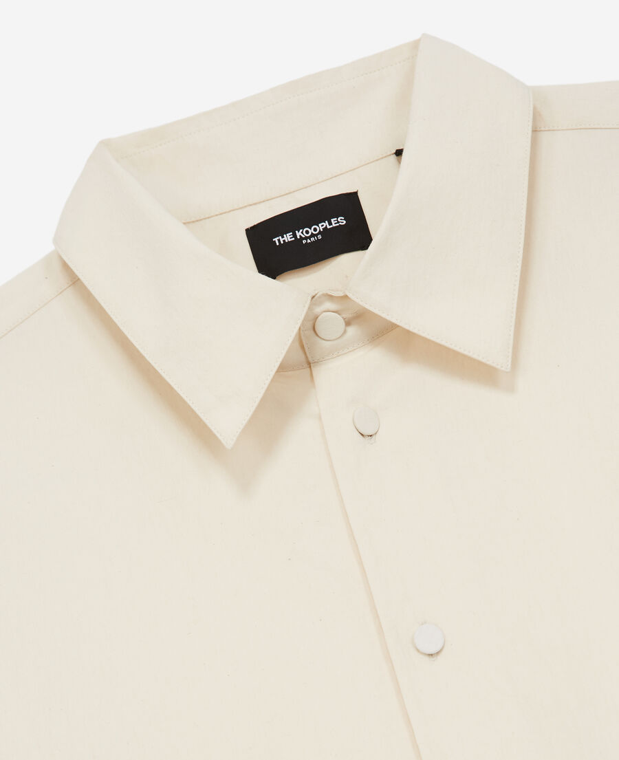 beige shirt with large classic collar