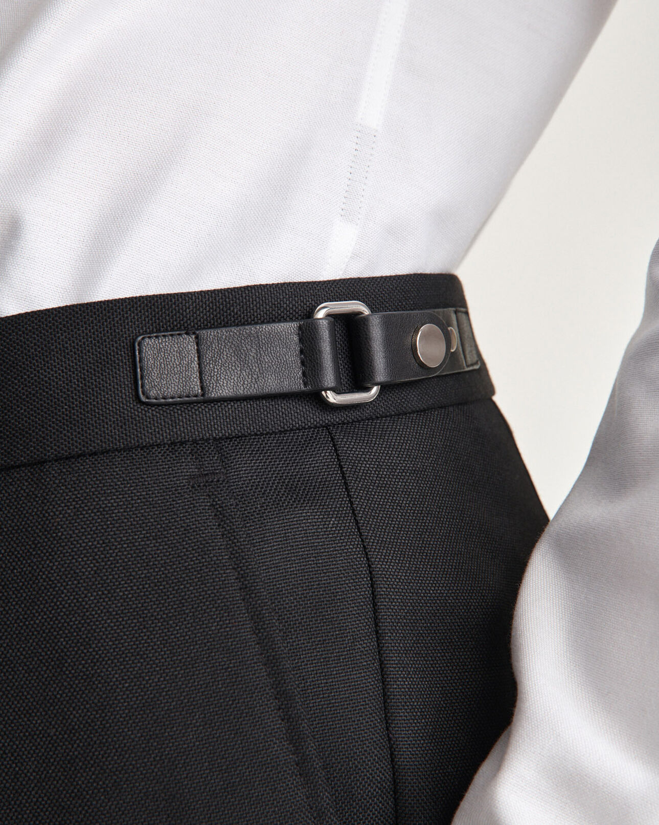 The Kooples MEN BLACK straight black wool blend pants with pleats