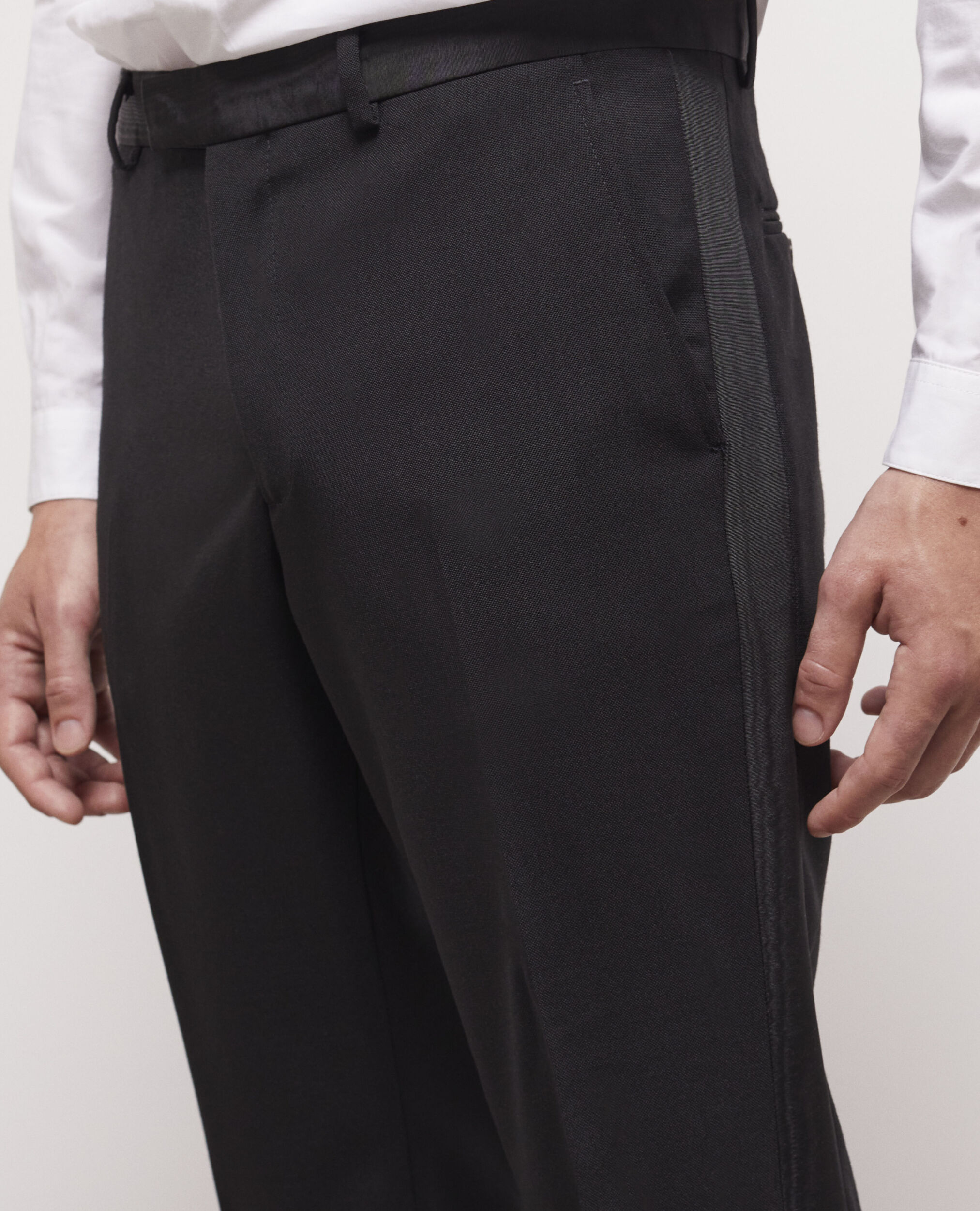 Black satin suit pants, BLACK, hi-res image number null