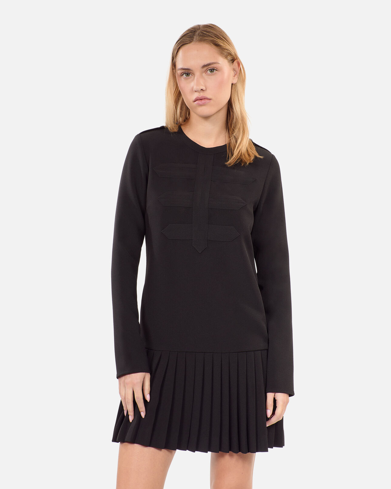 The Kooples WOMEN BLACK short black pleated dress