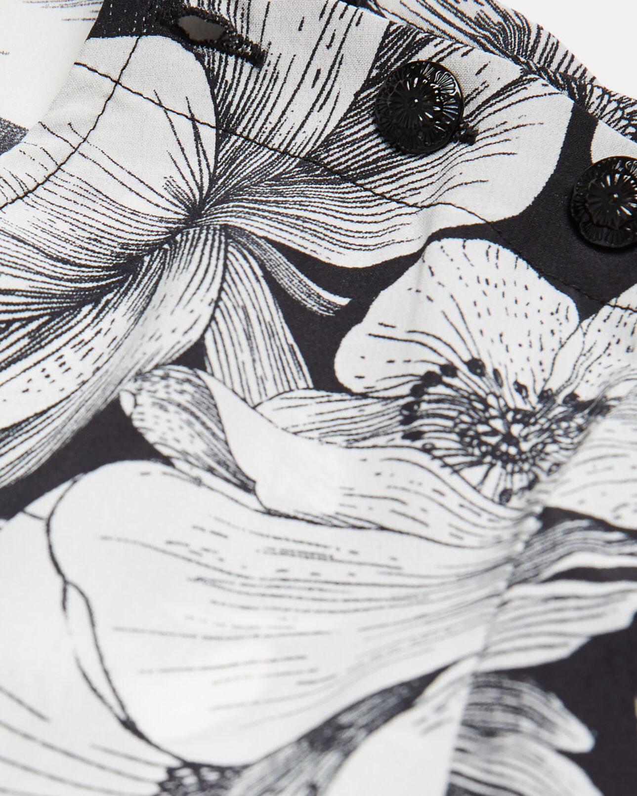 The Kooples WOMEN BLACK WHITE short floral silk dress