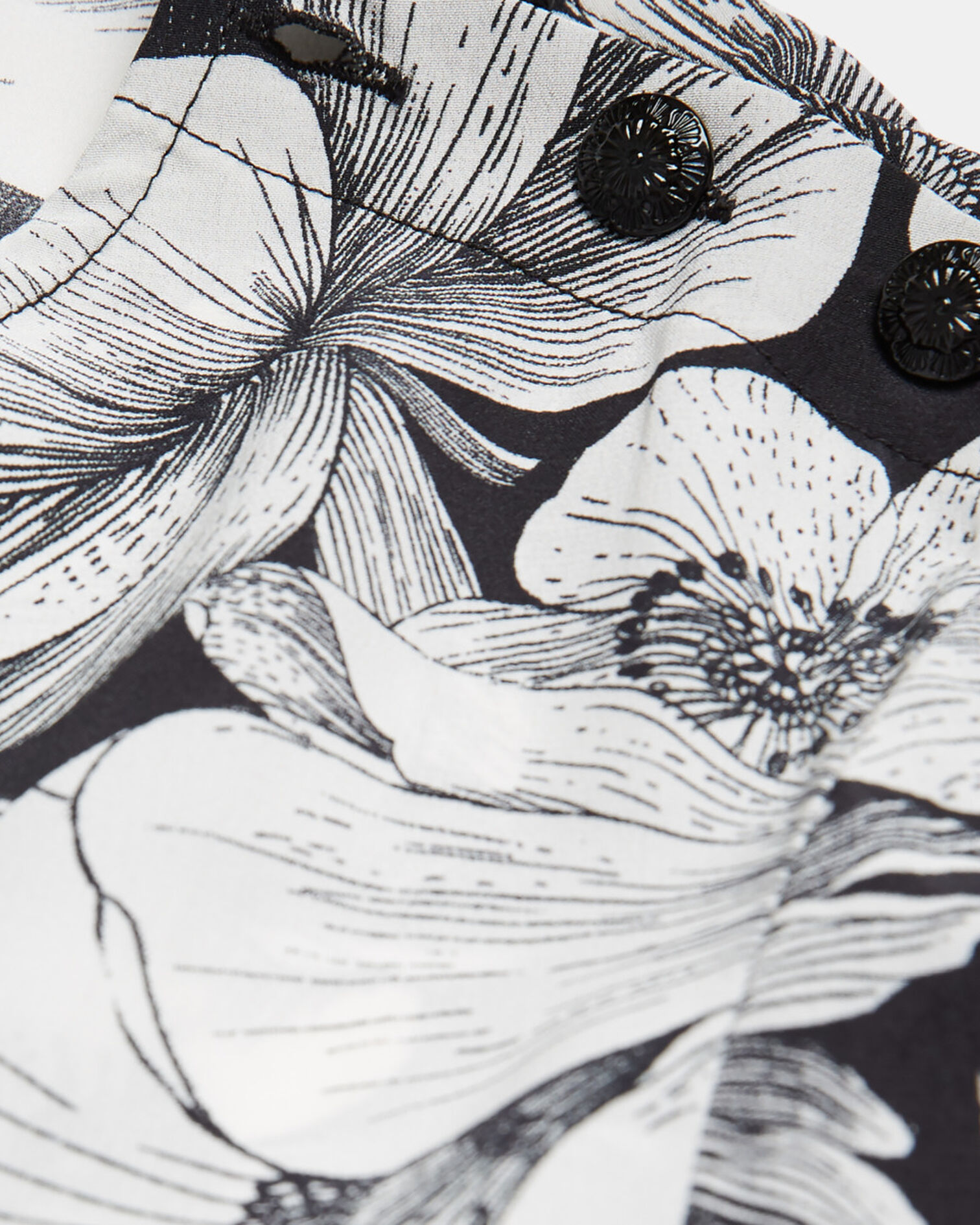 Short floral silk dress, BLACK WHITE, hi-res image number null