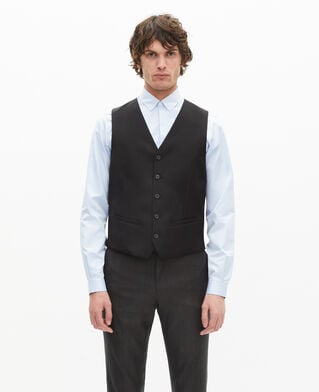 The Kooples H BLACK black suit vest in wool tailored cut