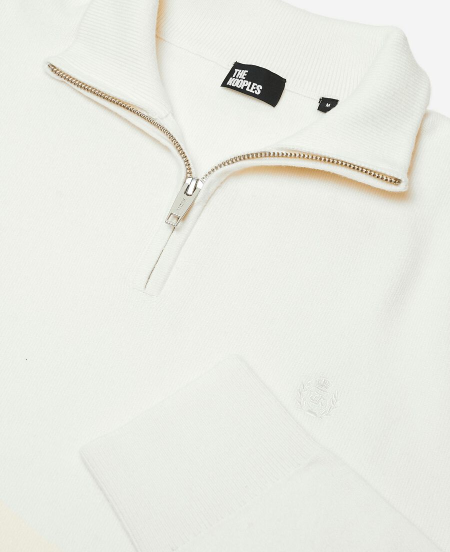 The Kooples HOMME ECRU pull col camionneur en laine double face écru