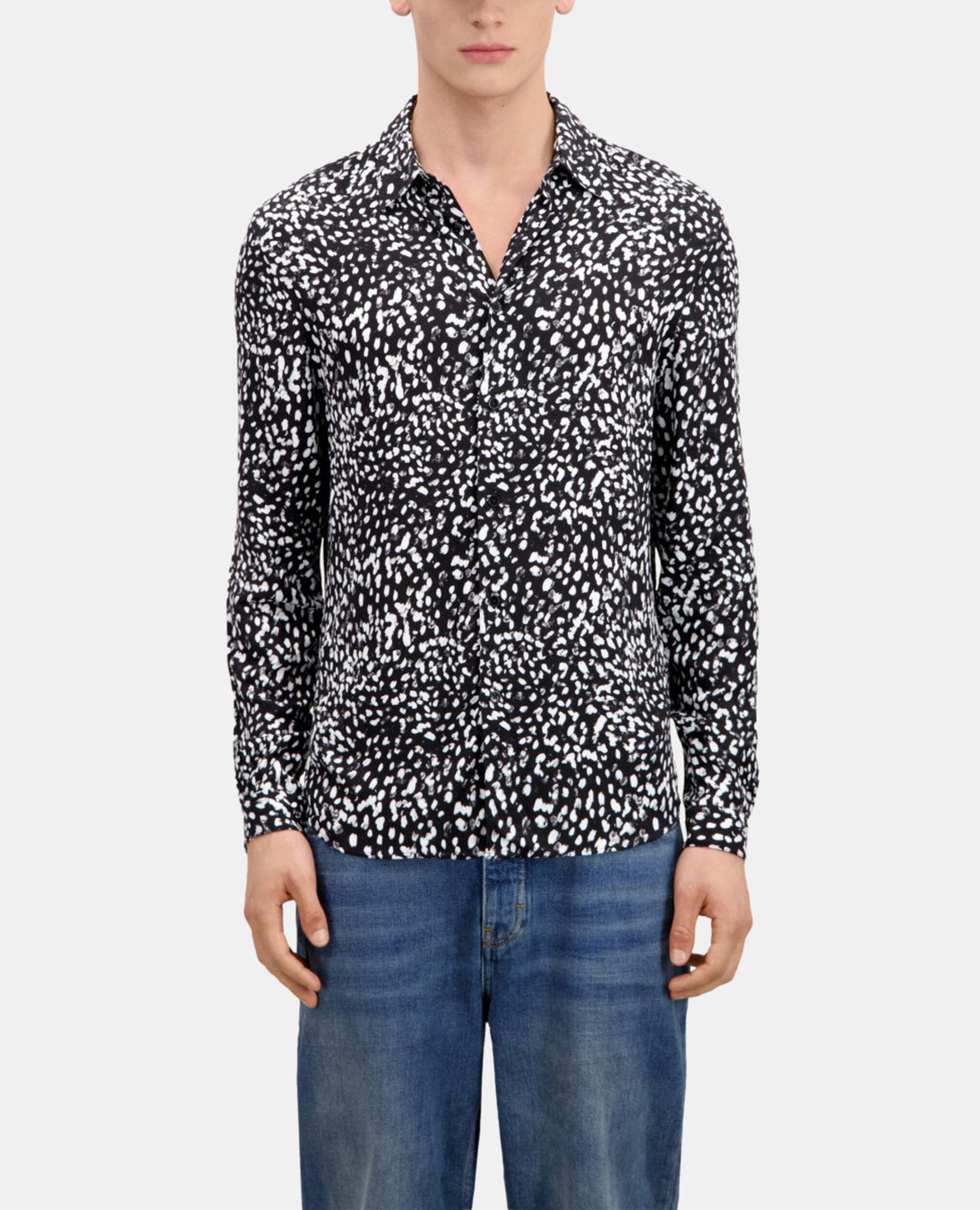 Printed shirt, BLACK WHITE, hi-res image number null