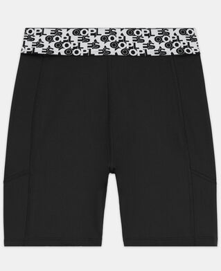 The Kooples DAMEN BLACK schwarze radlershorts aus funktionsmaterial mit logo