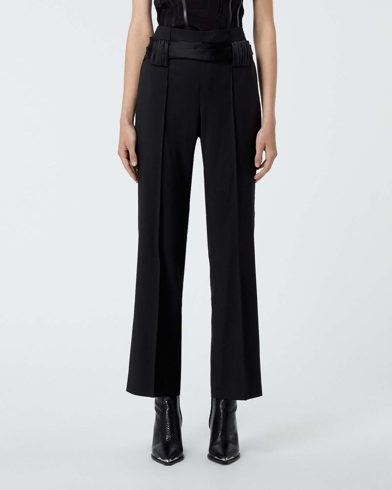 The Kooples DAMEN BLACK schwarze wollhose mit bindegürtel