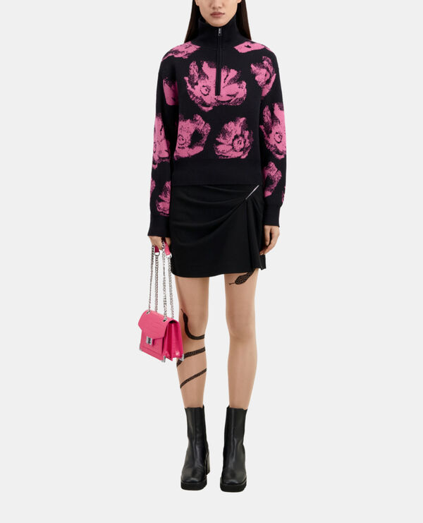 black sweater with flowers