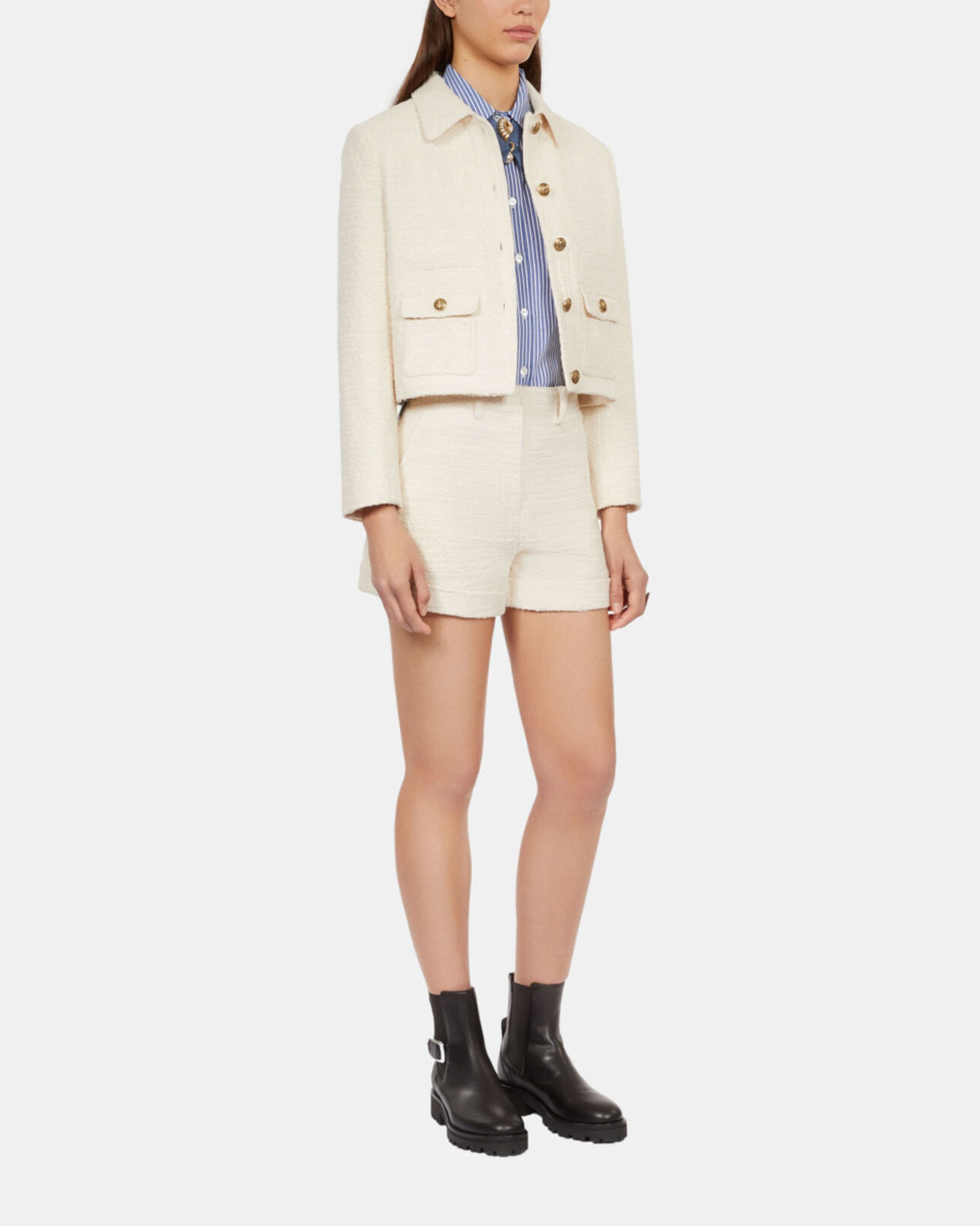 The Kooples WOMEN ECRU ecru tweed jacket