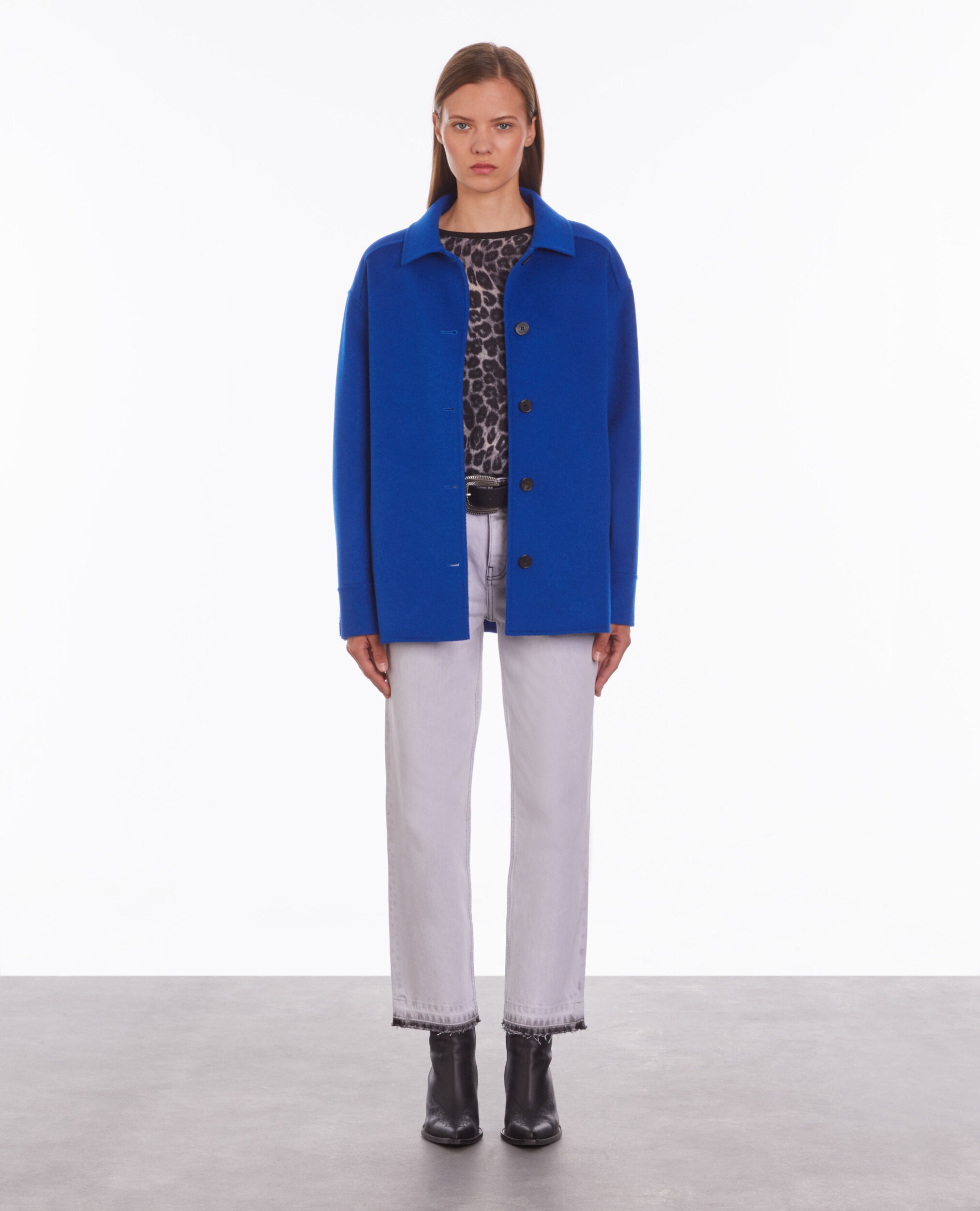 Blue wool-blend overshirt jacket, MEDIUM BLUE, hi-res image number null