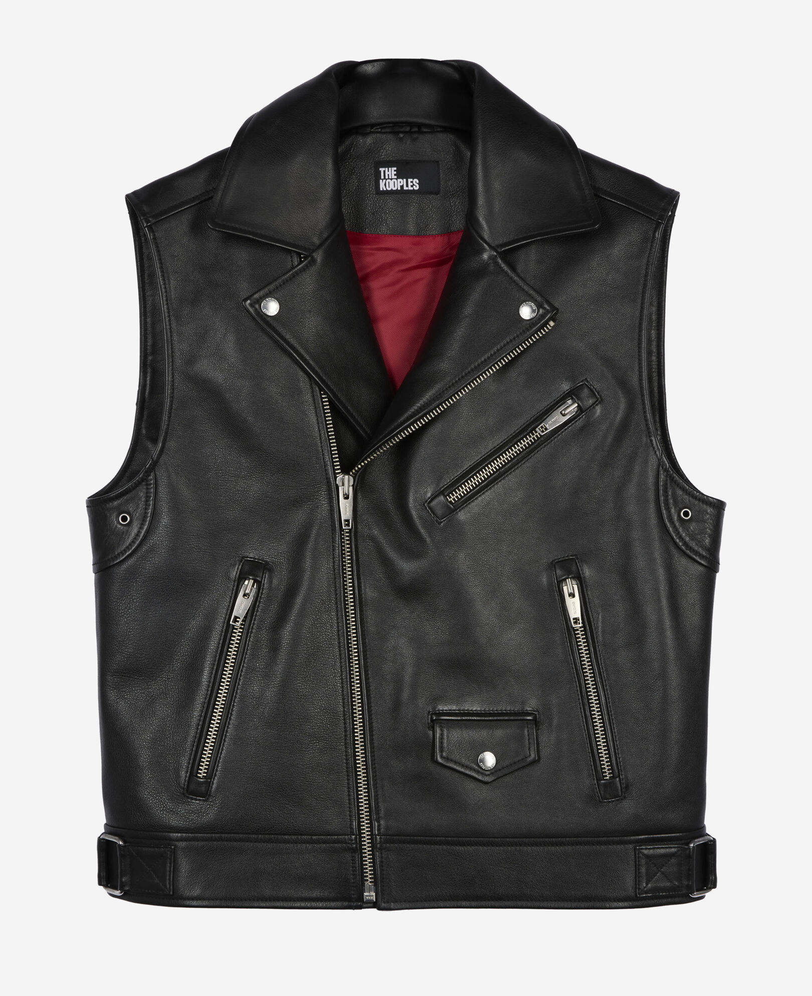 The Kooples MEN BLACK black leather sleeveless jacket