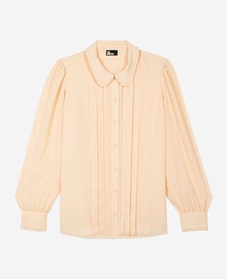 The Kooples DAMEN NUDE POUDRE hemd mit plissee-details pfirsich