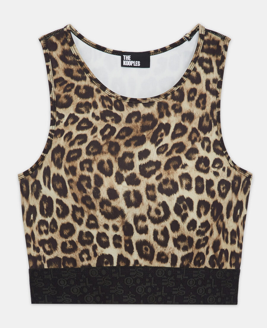 Leopard print technical bra