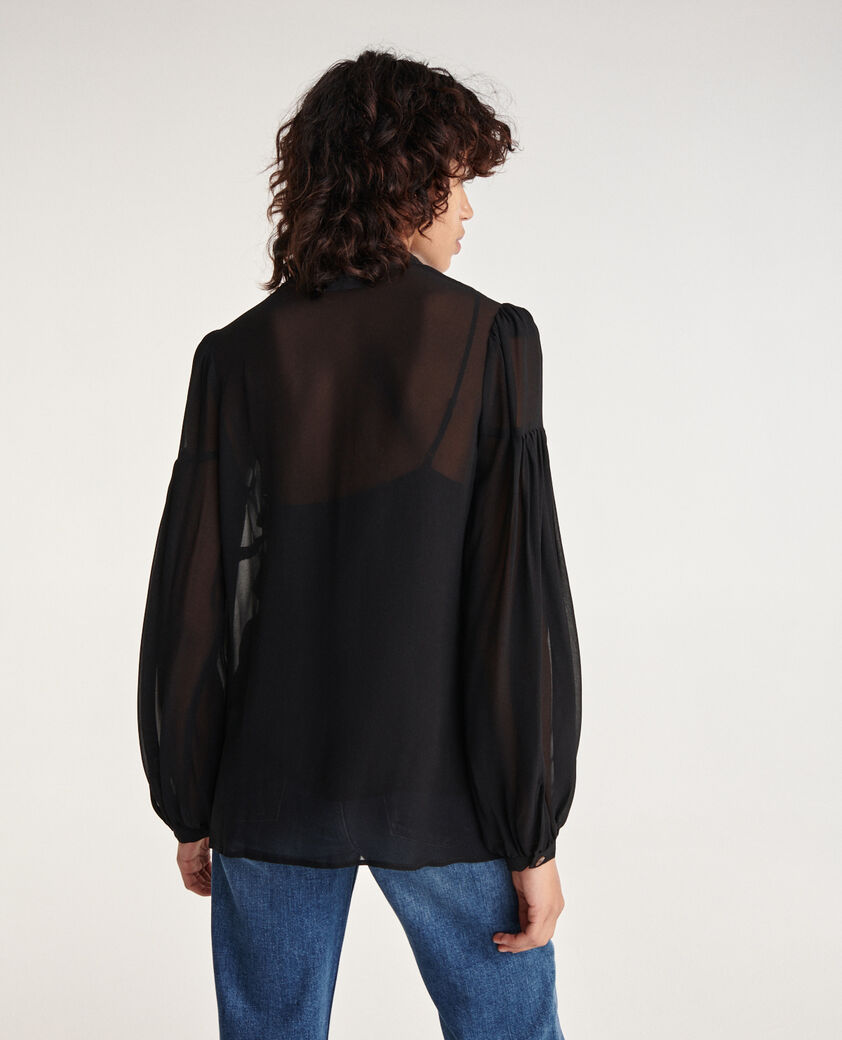 The Kooples WOMEN BLACK loose v-neck buttoned black shirt