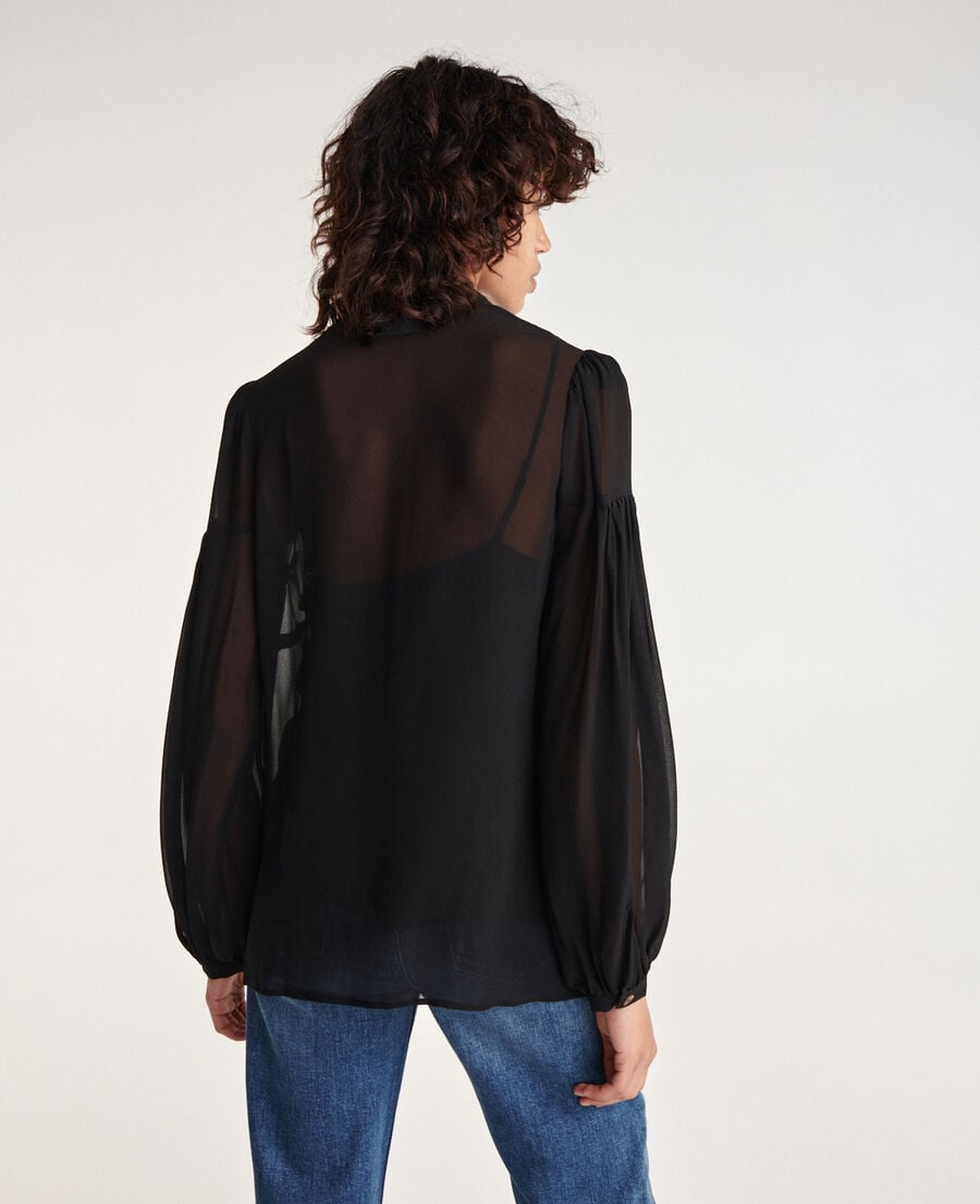 The Kooples WOMEN BLACK loose v-neck buttoned black shirt