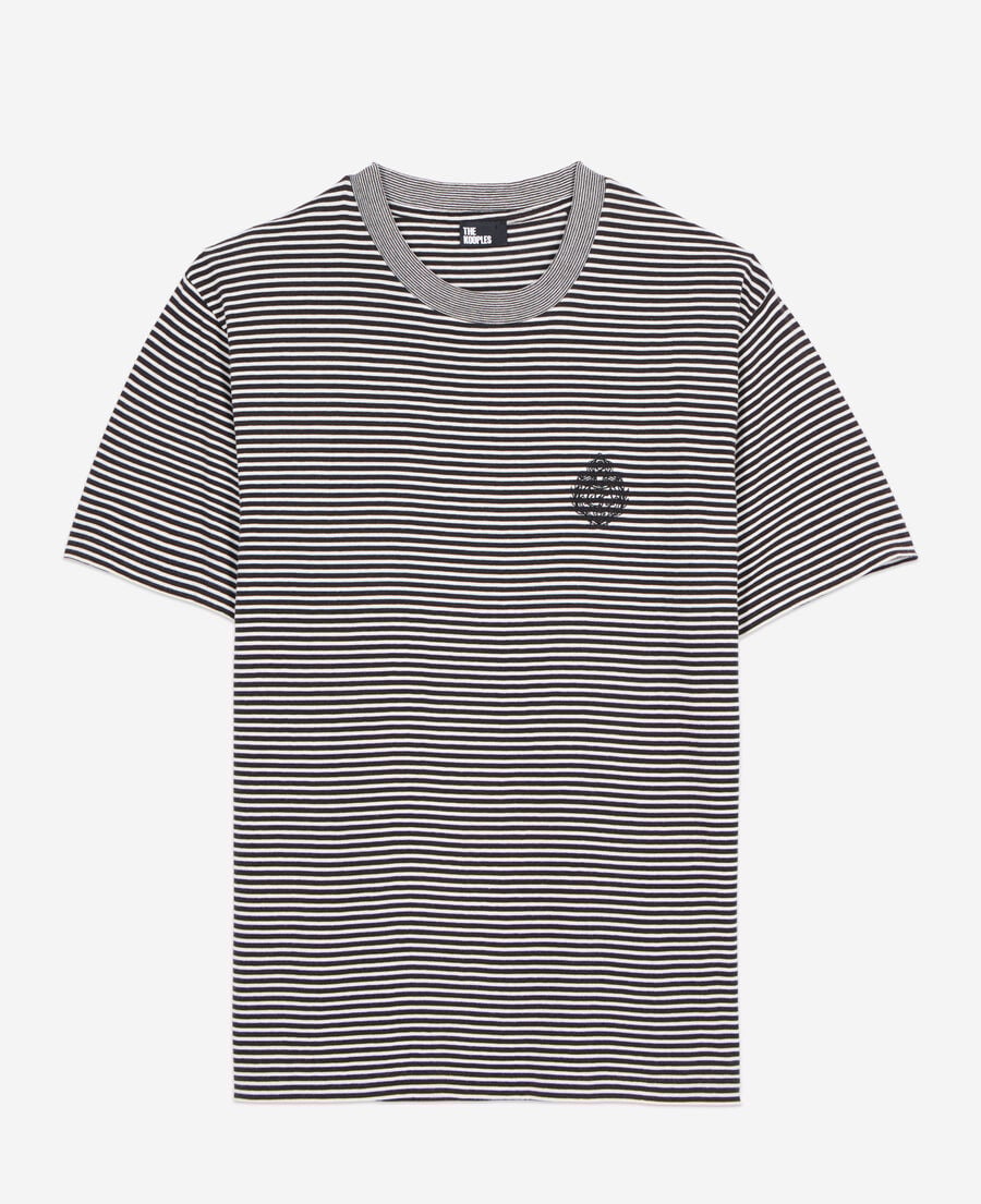 The Kooples H BLACK / WHITE striped blazon t-shirt