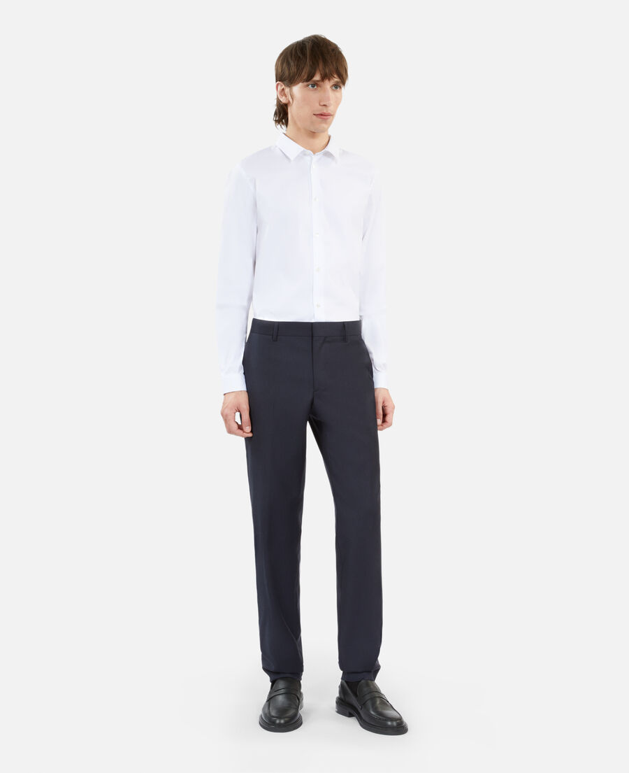 pantalon de costume en laine bleu marine