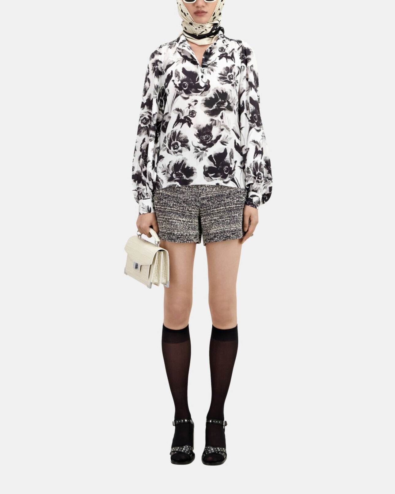 The Kooples WOMEN BLACK WHITE printed top with buttoning