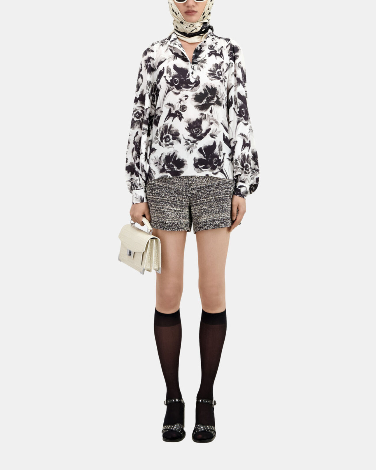 The Kooples WOMEN BLACK WHITE printed top with buttoning