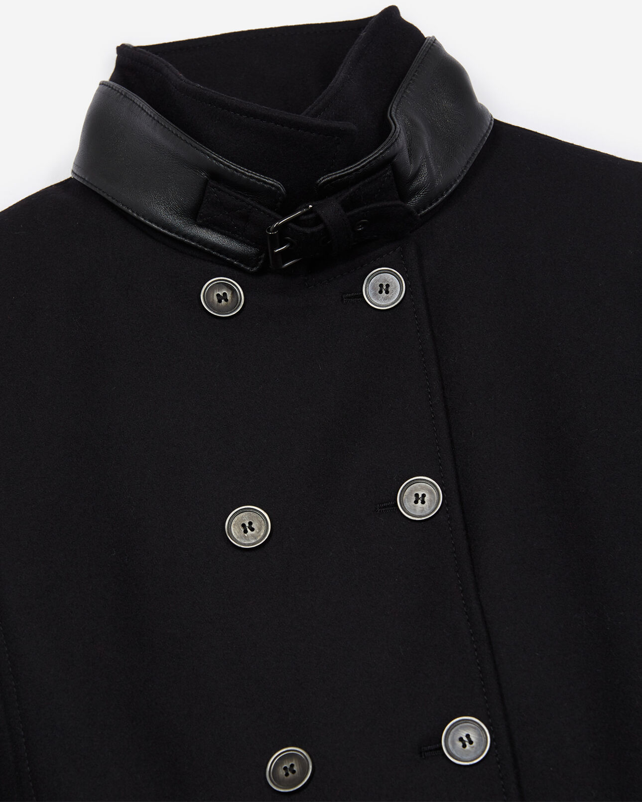 The Kooples WOMEN BLACK black wool cloth trench coat