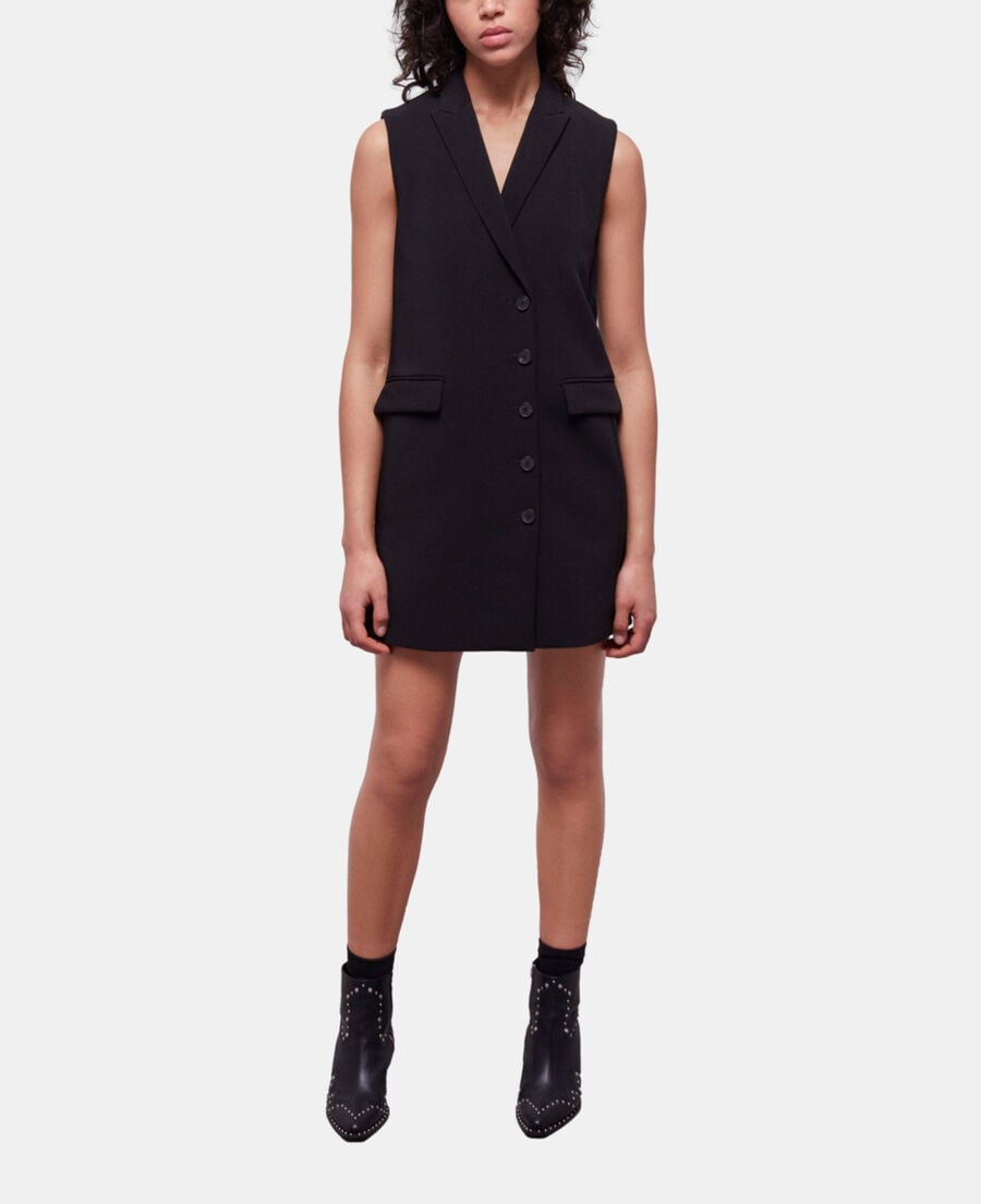 The Kooples WOMEN BLACK short black crepe dress