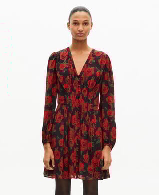 The Kooples F BLACK - RED red floral print short dress